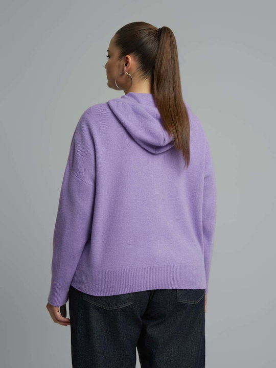 Hanorace Dama Jachetă Lungă Cu Glugă Violet