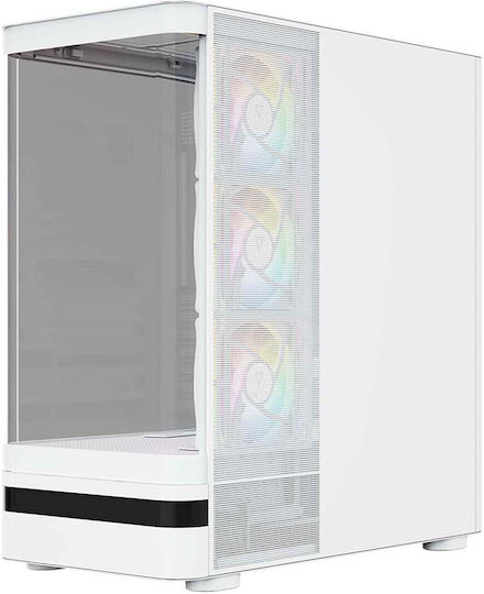 Modecom Volcano AQ100 Gaming Midi Tower Computer Case with Side Window and ARGB Lighting White