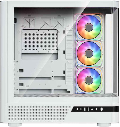 Modecom Volcano AQ100 Gaming Midi Tower Computer Case with Side Window and ARGB Lighting White