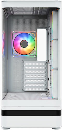 Modecom Volcano AQ100 Gaming Midi Tower Computer Case with Side Window and ARGB Lighting White