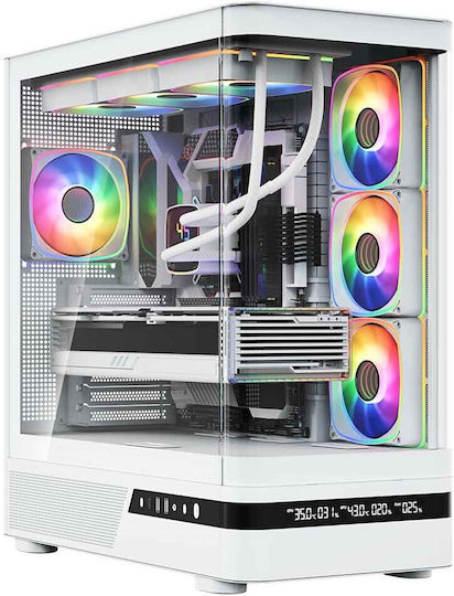 Volcano AQ200 Gaming Midi Tower Carcasă PC cu Deschidere Laterală Albă