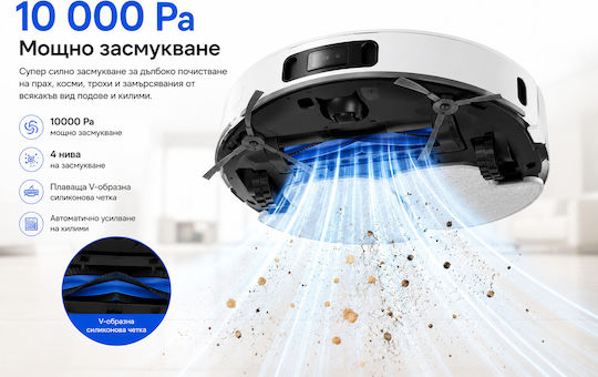 Teendow D63S Ultra Прахосмукачка робот с Лазерно Картографиране и Всмукателна мощност 10000Pa Бяла