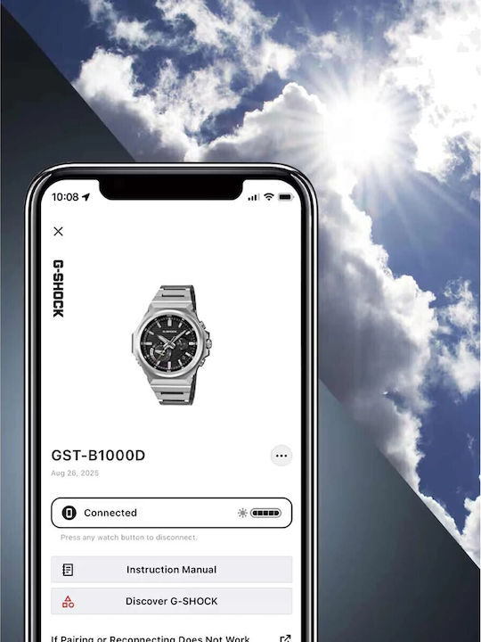 Casio Мъжки часовник Хронограф Слънчев със Сребрист Стоманен Браслет