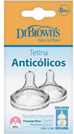 Dr. Brown's Natural Flow Силиконов Биберон 0m+ Ниво Предварително Бърз Биберони от Силикон за 0+ месеца 2бр