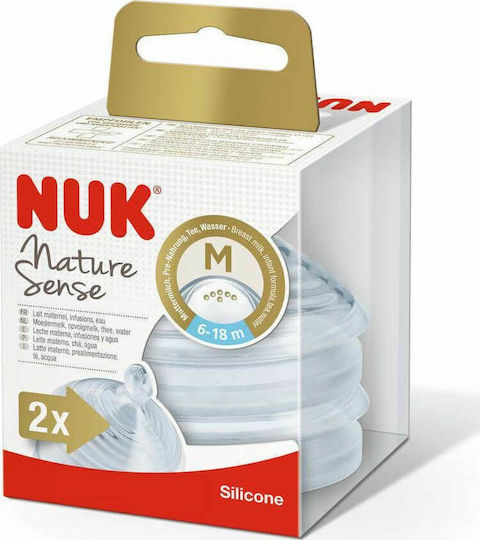 Nuk For Nature Silicone Baby Bottle Teats Medium Flow for 0+ months 2pcs