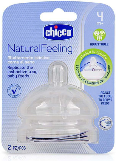 Chicco Natural Feeling Биберони от Силикон Регулируем поток за 4+ месеца 2pcs
