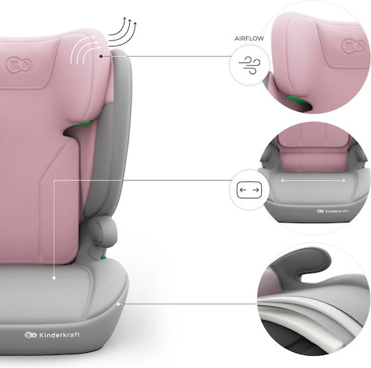 Kinderkraft I-Spark 2 Plus Столче за кола с висока облегалка i-Размер Розов