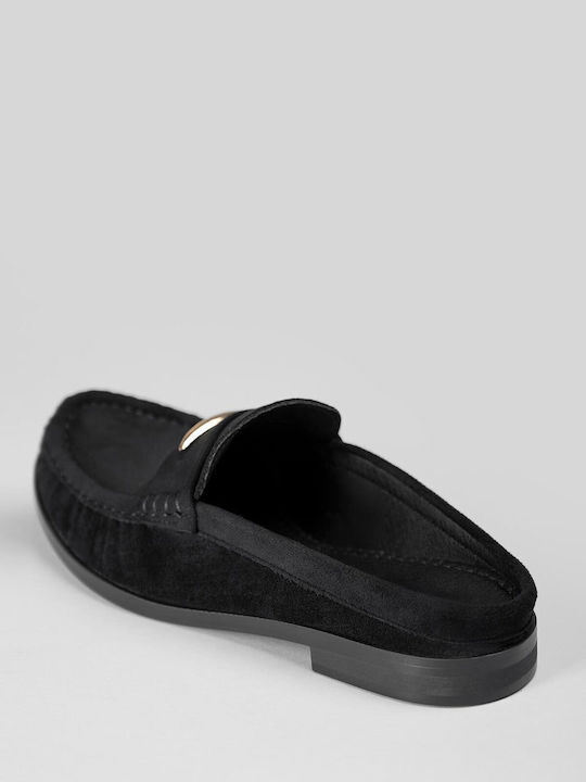 Flat Wildleder Damen Pantoletten in Schwarz Farbe