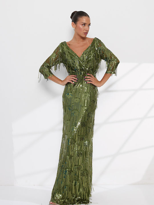 Summer Maxi Evening Shirt Dress Khaki