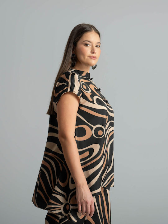 Bluza Damă Satin Mâneci Scurte Auriu