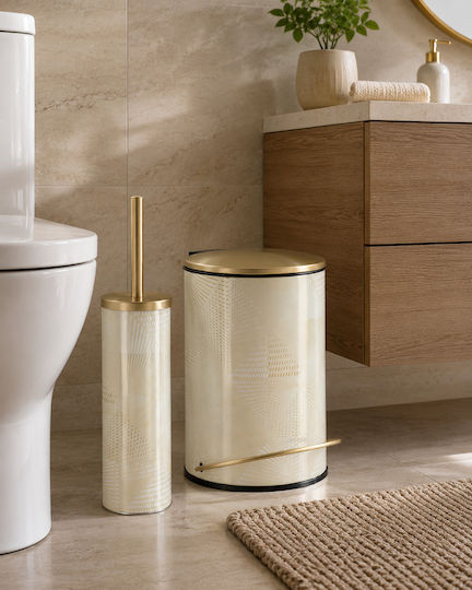 Eurocasa Metallic Bathroom Brush and Bin Set Soft Close 3l Gold