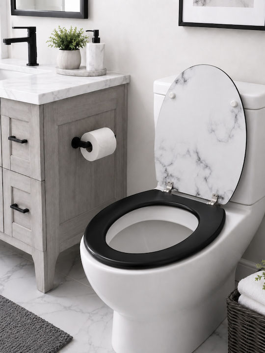 Eurocasa Wooden Toilet Seat 43.5-47x37.5cm White