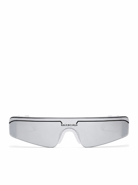 Balenciaga Unisex Sonnenbrillen mit Weiß Horn umrandetem Rahmen und Silber Spiegel Gläser