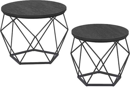 Masă laterală rotundă din lemn masiv Black 2 buc M50xL40xÎ40cm