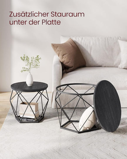 Masă laterală rotundă din lemn masiv Black 2 buc M50xL40xÎ40cm