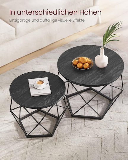 Masă laterală rotundă din lemn masiv Black 2 buc M50xL40xÎ40cm