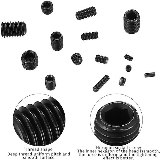 Şurub Fără Cap 300 Bucăţi Hex Socket