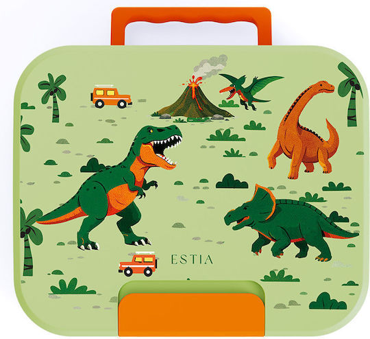 Estia Save The Aegean Stainless Steel Kids Food Container Dinosaurs 0.95lt Green