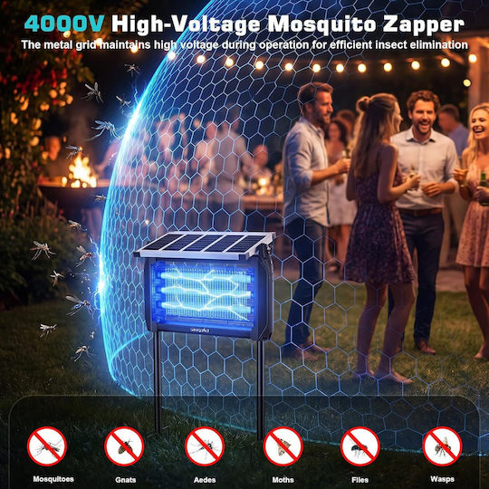 Lampa Aparat Electric Anti-Insecte Solar cu Grilaj de Înaltă Tensiune 10W