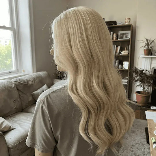 Wig with Natural Hair in Light Blonde Colour 72cm