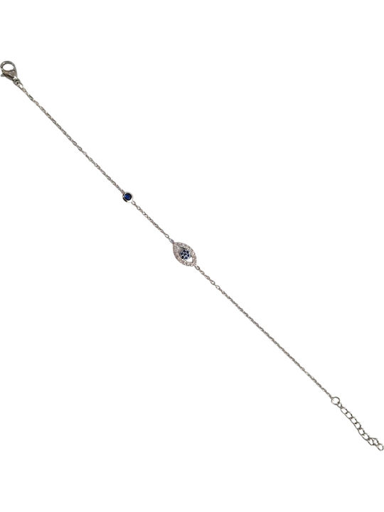Kalliopi Silver Women's Chain Bracelet with Eye Design Made of Steel with Zircon 21cm