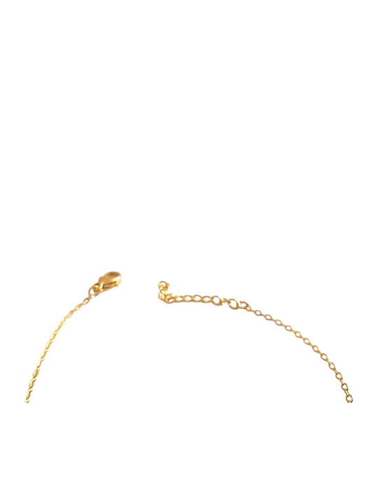 Kalliopi Silver Women's Chain Bracelet with Heart Design Gold Plated Steel with Zircon 22cm