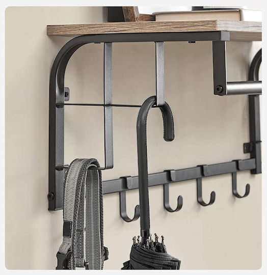 Vasagle Wandhalterung Metall 5 Haken Graue 66x30x27cm