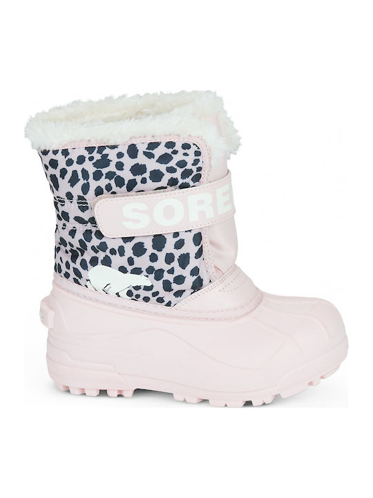 Kids Snow Boots with Hoop & Loop Closure Pink
