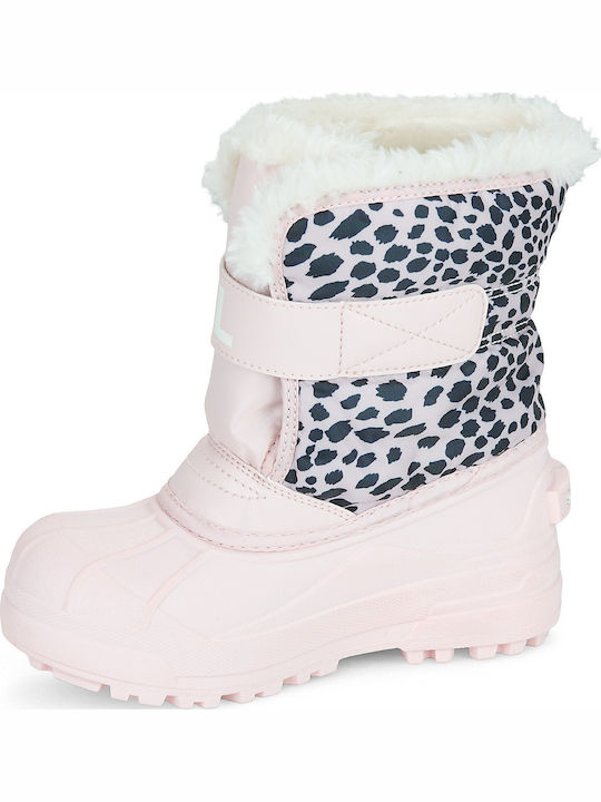Kids Snow Boots with Hoop & Loop Closure Pink