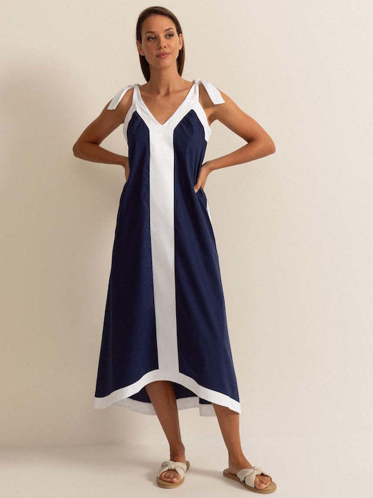 Rochie De Vară De Seară Rochie-Cămașă Din Satin Albastru Marin