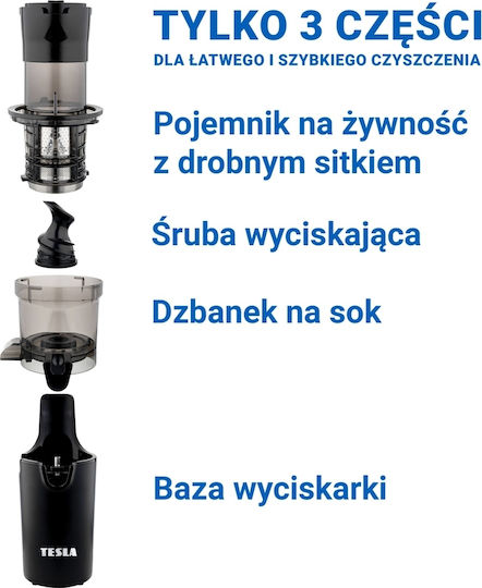 Tesla Electronics TSLJSJ500XLBLK Сокоизтисквачка Slow Juicing 200W Черен