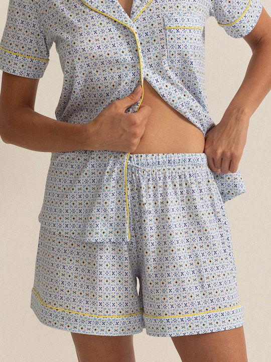 Sofiaman Bluză De Pijamale Dama Albastră De Vară