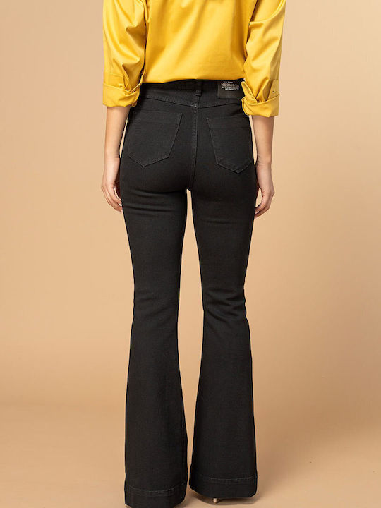 Elise Pantaloni Jean Damă Cu Talie Înaltă Cu Pantaloni Evazați Slim Negru
