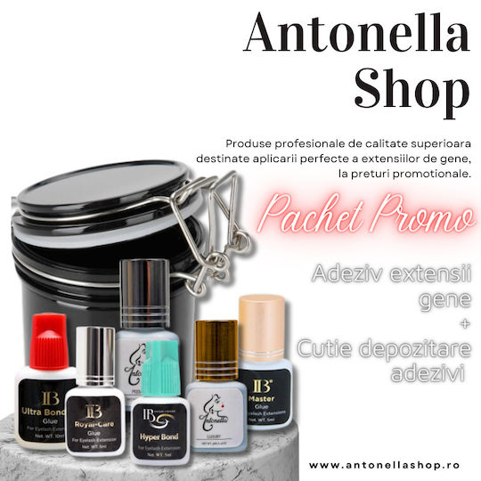 Pachet Promo Adezivi Pentru Extensii De Gene 5ml + Cutie Pentru Depozitarea Adezivilor