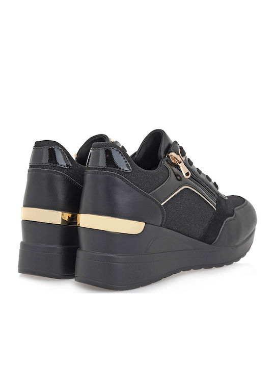 Women's Black Glitter Gold Sneakers