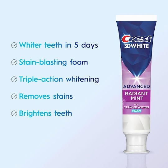 Crest 3d White Radiant Mint Οδοντόκρεμα για Λεύκανση , Πλάκα & Τερηδόνα 93gr