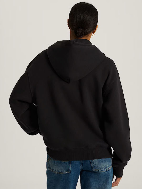 Stretch Logo Hooded Cardigan Black/white