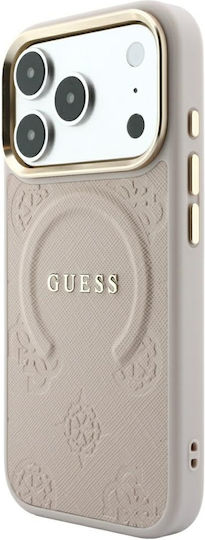 Case Guess Saffiano Peony & Ring Magsafe Iphone 18 Pro 17 Pro Pink