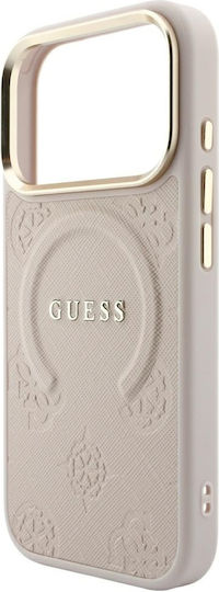 Case Guess Saffiano Peony & Ring Magsafe Iphone 18 Pro 17 Pro Pink