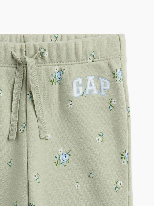 Kids Sweatpants Sage Green Floral