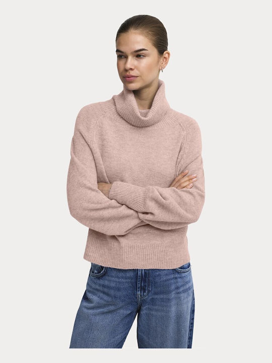 Damen Rollkragenpullover Rosa Smoke