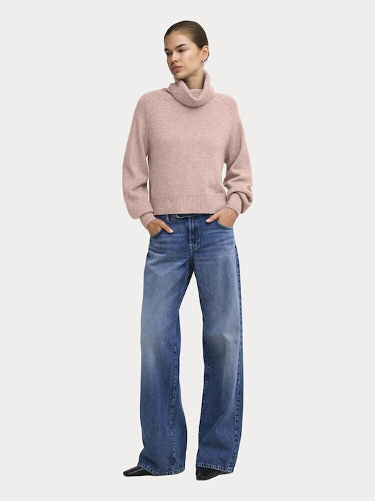 Damen Rollkragenpullover Rosa Smoke