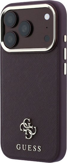 Калъф Guess Saffiano Small 4g & Classic Logo Magsafe Iphone 18 Pro 17 Pro Бордо