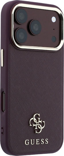 Калъф Guess Saffiano Small 4g & Classic Logo Magsafe Iphone 18 Pro 17 Pro Бордо