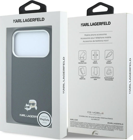 Karl Lagerfeld Grained Heads Metal Magsafe Case Iphone 18 Pro Max 17 Pro Max Black