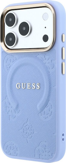 Case Guess Saffiano Peony & Ring Magsafe Iphone 18 Pro 17 Pro Light Blue