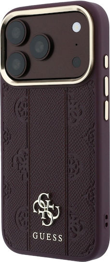 Калъф Guess Stripe Peony 4g Logo Magsafe iPhone 18 Pro 17 Pro Бордо