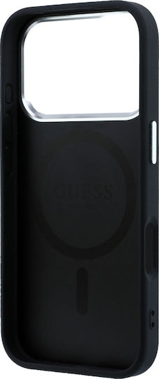 Калъф Guess Grained Triangle Logo Magsafe iPhone 18 Pro 17 Pro Черен
