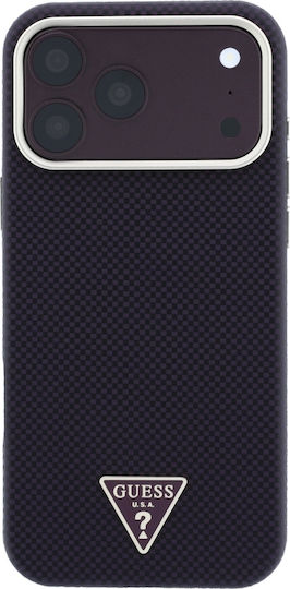 Калъф Guess Kevlar Triangle Logo Magsafe за iPhone 18 Pro 17 Pro Бордо