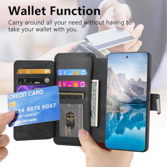 Caseneo Realme 16 Pro 5g Handyhülle Premium Leder Brieftasche Schwarz